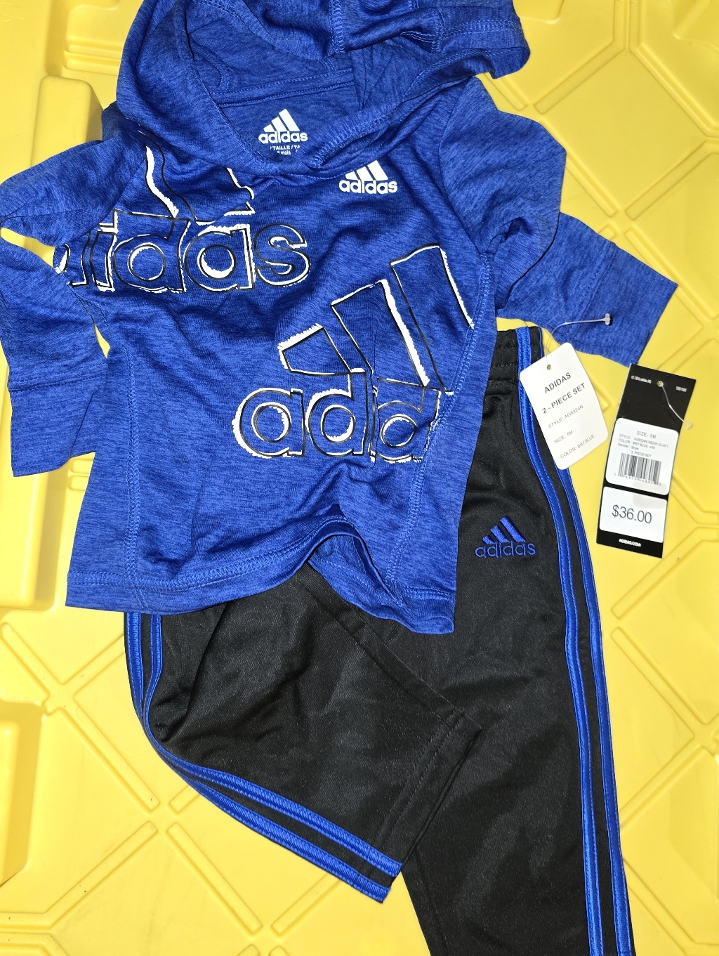 2pc Baby Adidas Royal Blue Hoodie And Black Jogger Set